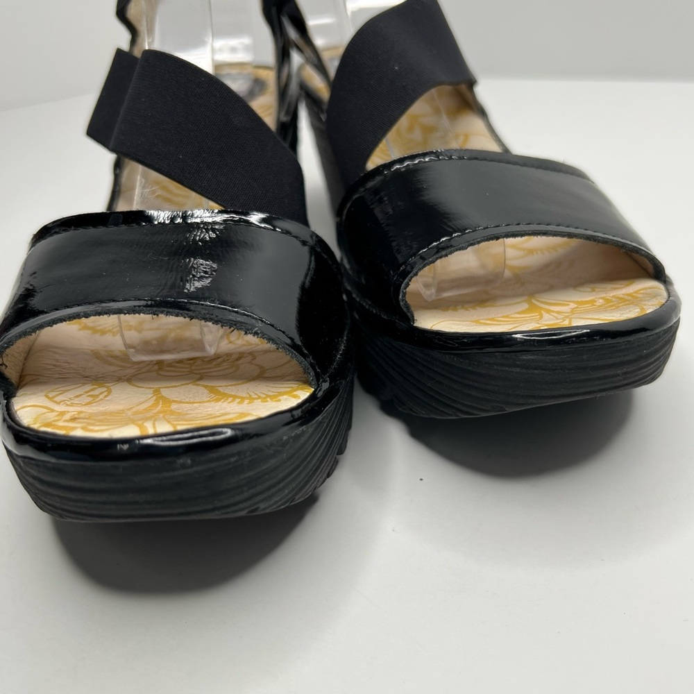 Fly London Black Patent Leather Sandals With Elastic Size EU 40 - Picture 11 of 16